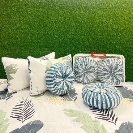 MOEL DOUBLE Bed Sheet | Green & Blue